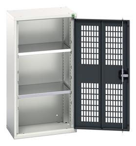 verso ventilated door cupboard with 2 shelves. WxDxH: 525x350x1000mm. RAL 7035/5010 or selected Bott Verso Ventilated door Tool Cupboards Cupboard with shelves